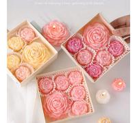 4 pezzi/6 pezzi Scatola regalo per candele a forma di rosa, cera di soia fatta a mano, romantica, elegante, raffinata, perfetta per la decorazione della casa in tutte le stagioni, regalo ideale per am