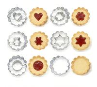 4 pezzi/6 pezzi Stampi per biscotti alla marmellata realizzati in acciaio inossidabile e disponibili in forme come cuore, cerchio, fiore, stella esagonale, ecc. È la scelta migliore per realizzare bis