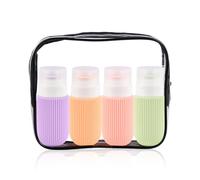 4 pezzi 60 ml Bottiglie da Viaggio in Silicone, A prova di perdite Riutilizzabile contenitori da viaggio per liquidi, Comprimibile kit viaggio liquidi per shampoo balsamo lozione corpo e crema viso