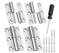 4 Pezzi 64 x 33mm Cerniere per Legno, Cerniere per Mobili, Cernieres Angolari Durevoli in Acciaio Inox, Cernieres a Slitta per Porta Rimovibile, per Porte Che Si Aprono Verso Sinistra