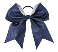 4 pezzi 7 pollici paillettes cheerleading fiocco for capelli glitter solido fiocchi elastici for coda di cavallo fermaglio for for ragazze e donne Per Cheerleader(Deep blue)