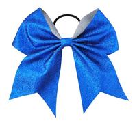 4 pezzi 7 pollici paillettes cheerleading fiocco for capelli glitter solido fiocchi elastici for coda di cavallo fermaglio for for ragazze e donne Per Cheerleaders(Blue)