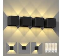4 Pezzi 7W Applique da Parete Esterno Interni LED Lampada, IP65 Lmpermeabili con Lampadina Sostituibile G9 LED, Bianco Caldo 3000K, Angolo del Fascio Regolabile Applique, Guscio Nero
