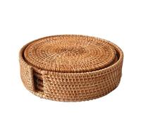 4 pezzi 8-20 cm tovagliette sottobicchieri in rattan rotonde, isolanti intrecciate a mano, imbottitura for tavolo, accessori for la decorazione della cucina Per Tazza da tè(16CM)