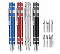 4 Pezzi 8 in 1 Multiutensile Penna Cacciavite, Set Mini Cacciavite Compatti in Quattro Colori, Pratico Set di Cacciaviti Magnetici per Croce e Testa Piatta, per Riparazioni e Installazioni, Utensile