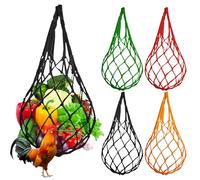 4 Pezzi Abbeveratoio e Mangiatoia per Galline, Mangiatoia per Galline e Polli per Verdure, Alimentazione di Pollo Appeso, per Snack e Giocattoli, per Gallines e Polli (Rosso/Nero/Giallo/Verde)