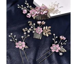 4 Pezzi Accessori per Capelli da Sposa Viola Damigella D'onore, Accessori per Il matrimonio di Capodanno Pettine per Capelli, per Spose, Damigelle o Damigelle, Semplici e Generose(Viola)