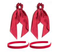 4 Pezzi Accessori Per Capelli Rossi Set Semplice Fascia Per Capelli In Corda Set Anello Per Capelli Con Fiocco In Raso Accessori Per Capelli Coda Di Cavallo Tutti Abbinati