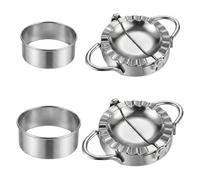 4 Pezzi Acciaio Inox Stampo per Ravioli, Ravioli Dumpling Maker Acciaio Inossidabile Set Dumpling Maker con Tagliapasta Rotondo, Facile da Pulire, per Preparare Raviol e Piroghi