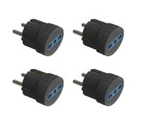 4 Pezzi Adattatore Schuko 16A a Presa Bipasso Italiana 10A/16A 2P+T, Colore Nero, Adattatore Viaggio e Casa Tipo F, Presa Elettrica Compatta 250V fino a 1500W