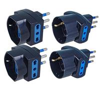 4 Pezzi Adattatore Triplo Spina 10A e 16A, Adattatore Triplo Presa Schuko, Multipresa Bipasso e Schuko (Spina 10A + Spina 16A, Nero)