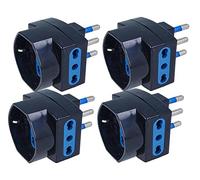4 Pezzi Adattatore Triplo Spina 10A e 16A, Adattatore Triplo Presa Schuko, Multipresa Bipasso e Schuko (Spina Grossa 16A, Nero)