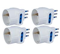 4 Pezzi Adattatore Triplo Spina 10A e 16A, Adattatore Triplo Presa Schuko, Multipresa Bipasso e Schuko (Spina Piccola 10A, Bianco)