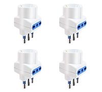 4 Pezzi Adattatore Triplo Spina 10A e 16A, Adattatore Triplo Presa Schuko, Multipresa Bipasso e Schuko (Spina Grossa 16A, Bianco)