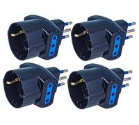 4 Pezzi Adattatore Triplo Spina 10A e 16A, Adattatore Triplo Presa Schuko, Multipresa Bipasso e Schuko (Spina Piccola 10A, Nero)