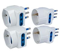 4 Pezzi Adattatore Triplo Spina 10A e 16A, Adattatore Triplo Presa Schuko, Multipresa Bipasso e Schuko (Spina 10A + Spina 16A, Bianco)