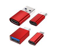 (4 Pezzi), Adattatore USB C Femmina a Maschio, Adattatore USB C a Micro USB OTG Compatibile con iPhone, PC, Samsung Galaxy, iPad, Laptop, MacBook Pro, Google Pixel, AirPods