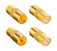 4 Pezzi Adattatori Coassiali Tipo F, Connettore Antenna TV Accoppiatore RF SAT Coassiale a Adattatore Coassiale, Trasforma Connessioni F in IEC (Tipo F Femmina - TV Maschio/Femmina)