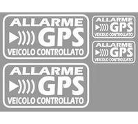 4 pezzi Adesivi Allarme GPS Veicolo Controllato sicurezza auto per Evitare i furti adesivo interno auto moto tir camion camper bici scooter (BIANCO)