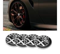 4 Pezzi Adesivi Coprimozzo Auto per Alfa Romeo Giulietta Spider GT Giulia Mito 147/156/159/166 Stelvio, Adesivo Incollato Facile da Usare Per la 60mm Decorazione di Ruote di Automobili Nero