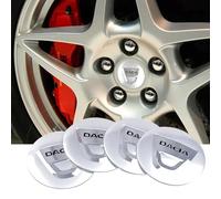 4 Pezzi Adesivi Coprimozzo Auto per Dacia Duster Logan Sandero Lodgy, Adesivo Incollato Facile da Usare Per la 56mm Decorazione di Ruote di Automobili Nero,Silver