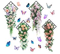 4 Pezzi Adesivi Murali 3D Fiore Farfalla per Adesivi Murali Decorativi Rimovibil