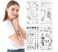 4 Pezzi Adesivi Tatuaggi Temporanei, Temporanei Bambini, Tatuaggi Temporanei Uomo Donna Divertenti Accessori per Travestimento, Con rose, farfalle e altri motivi