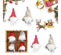 4 Pezzi Albero Ciondolo Babbo Natale Gnomi, Piccoli Gnomi Natalizi, Decorazioni Natalizie, Gnomo di Natale in Scatola Regalo per Decorazione Domestica