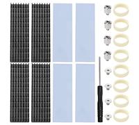 4 Pezzi Alette di Raffreddamento M.2 SSD, VooGenzek Dissipatore di Calore in Alluminio, con Viti SSD M.2 e Cuscinetto Termico in Silicone, per Computer Portatile Desktop, 70x22x6mm, Nero