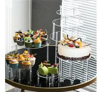 4 pezzi Alzata per torta rotonda in acrilico - Supporto per esposizione di dolci in cristallo trasparente, decorazione per casa, feste di compleanno e matrimoni A,B,C,D,4 set ABCD,Insieme ABC3PMMA
