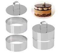 4 Pezzi Anelli Dessert 10,5 * 4 cm Coppapasta Professionali Stampo per Torta in Acciaio Inossidabile 430 Anello Torta Anelli Torte Pasticceria Include e 2 Presse Spatola,per Torte Mousse Tiramisù ecc.