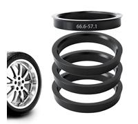 4 Pezzi Anelli Di Centraggio, Anello Di Centraggio Cerchio In Plastica Nero, Anelli Centrici per Mozzo, 57.1mm ID 66.5mm OD Anelli per Mozzo Ruota Auto in ABS Nero