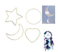 4 Pezzi Anello Acchiappasogni Anello in Metallo da Sogno Cerchio, a Forma di Cuore, Stella, luna, Rotonda, per Decorazioni Fai da te, Ghirlande Nuziali, Acchiappasogni e Lavori