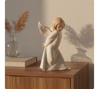 4 Pezzi Angioletto in Ceramica Regalo di Compleanno Piccolo Angelo Bianco