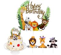4 Pezzi Animale Torta Toppers Cupcake Topper,Decorazioni Torte, Animali Foresta Safari Cake Cupacke Topper,Giungla Torta Toppers,Animal Cupcake Topper per Torte Dessert Decorazioni