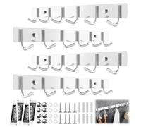 4 Pezzi Appendiabiti Da Muro, Attaccapanni Da Parete con 6 Ganci, Appendiabiti A Parete Acciaio Inossidabile, Portautensili Da Cucina Da Appendere, per Cameretta, Ingresso, Cucina, Bagno (Argento)