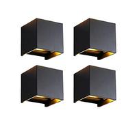 4 Pezzi Applique da Parete Quadrate, Paralume a Cubo in Alluminio, Applique a Led Semplice,Da da Parete con Luce Direzionale Verso L'Alto e Verso il Basso, Faretto da Interno,Da Notturna per Soggiorno