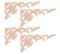 4 Pezzi Applique in Legno Intagliata Decorativa per Mobili e Pareti | Legno Beige, Stile Vintage Classico, Installazione Facile, per Rinnovo Arredi e Decorazioni Domestiche