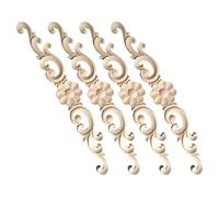 4 Pezzi Applique in Legno Intagliato Floreale, Beige, Elegante | Decorazioni in Legno per Armadi e Porte, Facile Installazione, Stile Classico, Uso Domestico e Camere