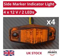 4 Pezzi Arancione Ambra 12V 2 Led Contorno Luci Segnapasso Laterali Lunetta C...