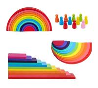 4 Pezzi Arcobaleno Giocattolo In Legno,Blocco Arcobaleno Impilabile,Mattoncini Impilabili Per Bambini Piccoli,Giocattolo Educativo Montessori Da Costruzione,per Ragazzo Ragazza Regalo,Kiuiom