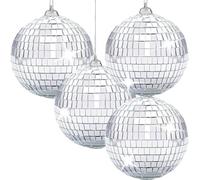 4 Pezzi Argento 10cm Specchio Disco Ball Specchio Disco Ball Ideale Per Un Partito O DJ Effetto Luce Di Natale Hanging Disco Luce
