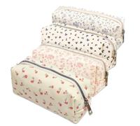 4 Pezzi Astuccio Semplice Con Motivo Floreale, Astuccio In Tessuto Carino, Finitura Trucco E Contenitore Di Grande Capacità, Comodo Per L'Uso Quotidiano.