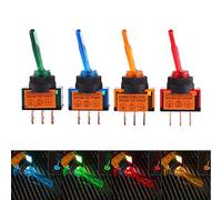 4 pezzi Attiva/disattiva interruttore a bilanciere, 12V 20A LED On/Off 3 pin SPST per barca camion auto auto adatto per interruttori a leva lampa
