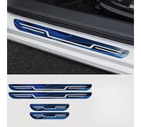 4 Pezzi Auto Acciaio Inossidabile Battitacco per Jeep Compass II 2021 2022 2023 2024 2025, Piastra Battitacco Auto in Acciaio Inossidabile(Blue)