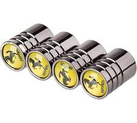 4 Pezzi Auto Cappucci delle Valvole per Ferrari, con Logo Auto Antipolvere Tappo per Valvola Tappi Valvole Pneumatici, Gomma Parapolvere Antiruggine