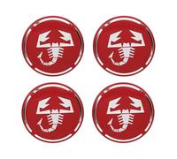 4 Pezzi Auto Coprimozzi Adesivo per Abarth 50MM,Auto Adesivi Centro Coprimozzo,Antipolvere Impermeabile Copertura Decorativa Sostituzione,Red