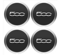 4 Pezzi Auto Coprimozzo per Fiat 500 133mm,Coprimozzo Del Centro di Rotella Dell'auto Impermeabile Antipolvere Accessori per Lo Styling Del Logo Dell'Auto