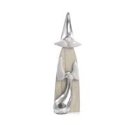 4 Pezzi Babbo Natale Stilizzato 17.4 cm in Porcellana e Legno
