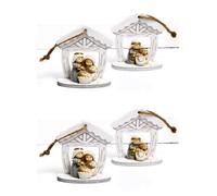 4 Pezzi Baby Presepe Appendibile con Capanna 7.5 cm 2 Assortimenti in Resina